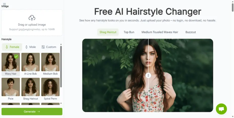 VisualGPT's AI Hairstyle Changer Feature Page