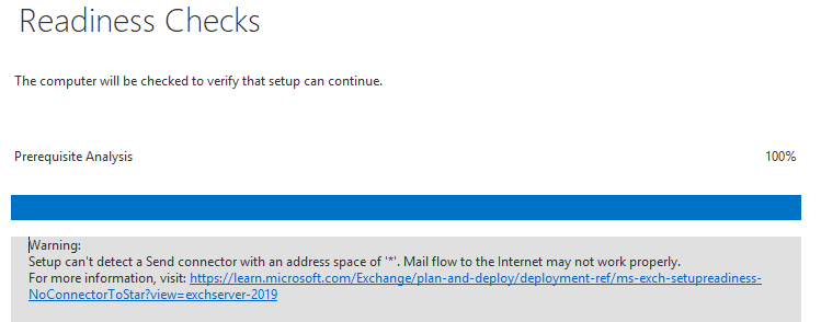 This will start the installation process of the Exchange Server.