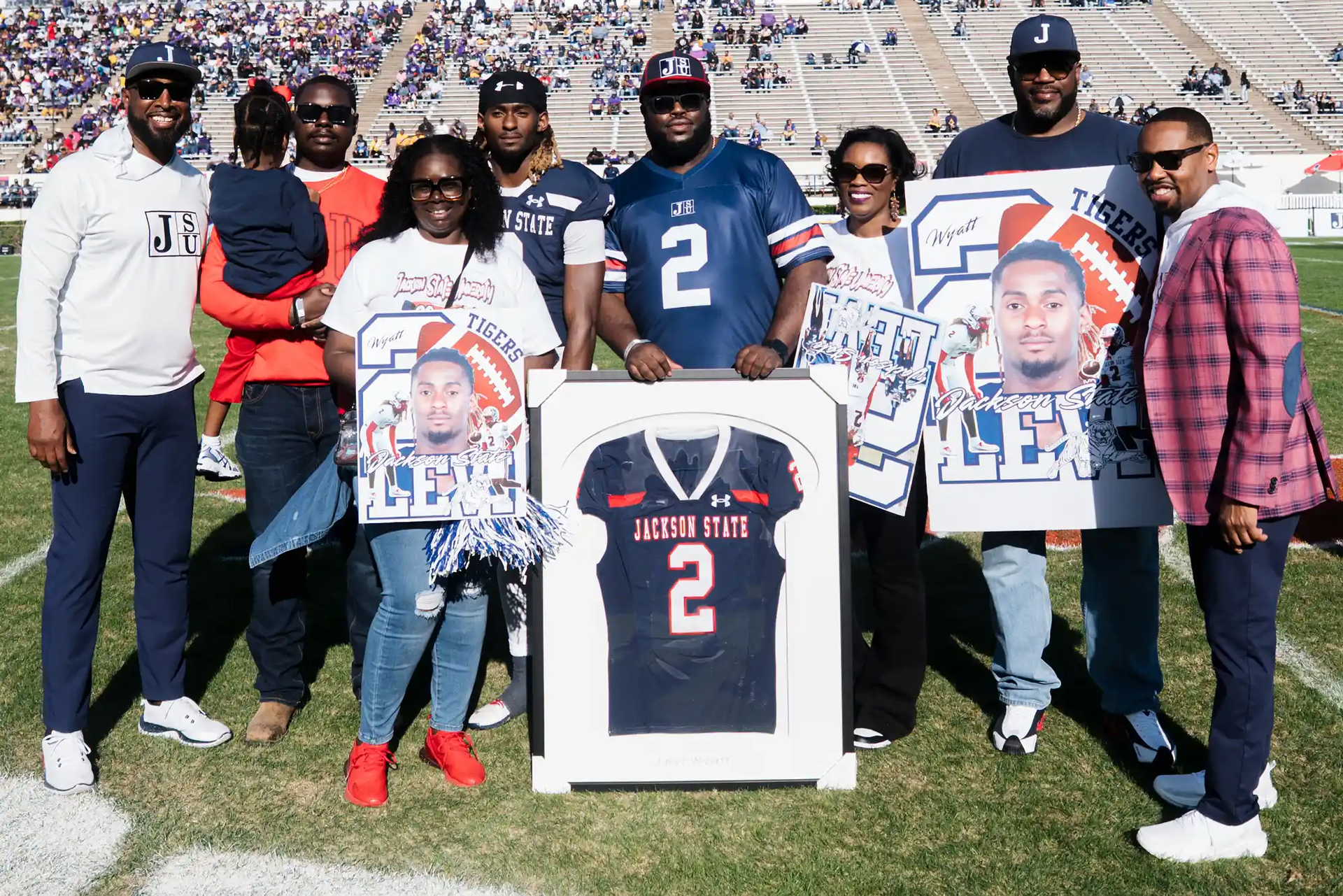 Levi Wyatt with loved ones. Jackson State Athletics/Football