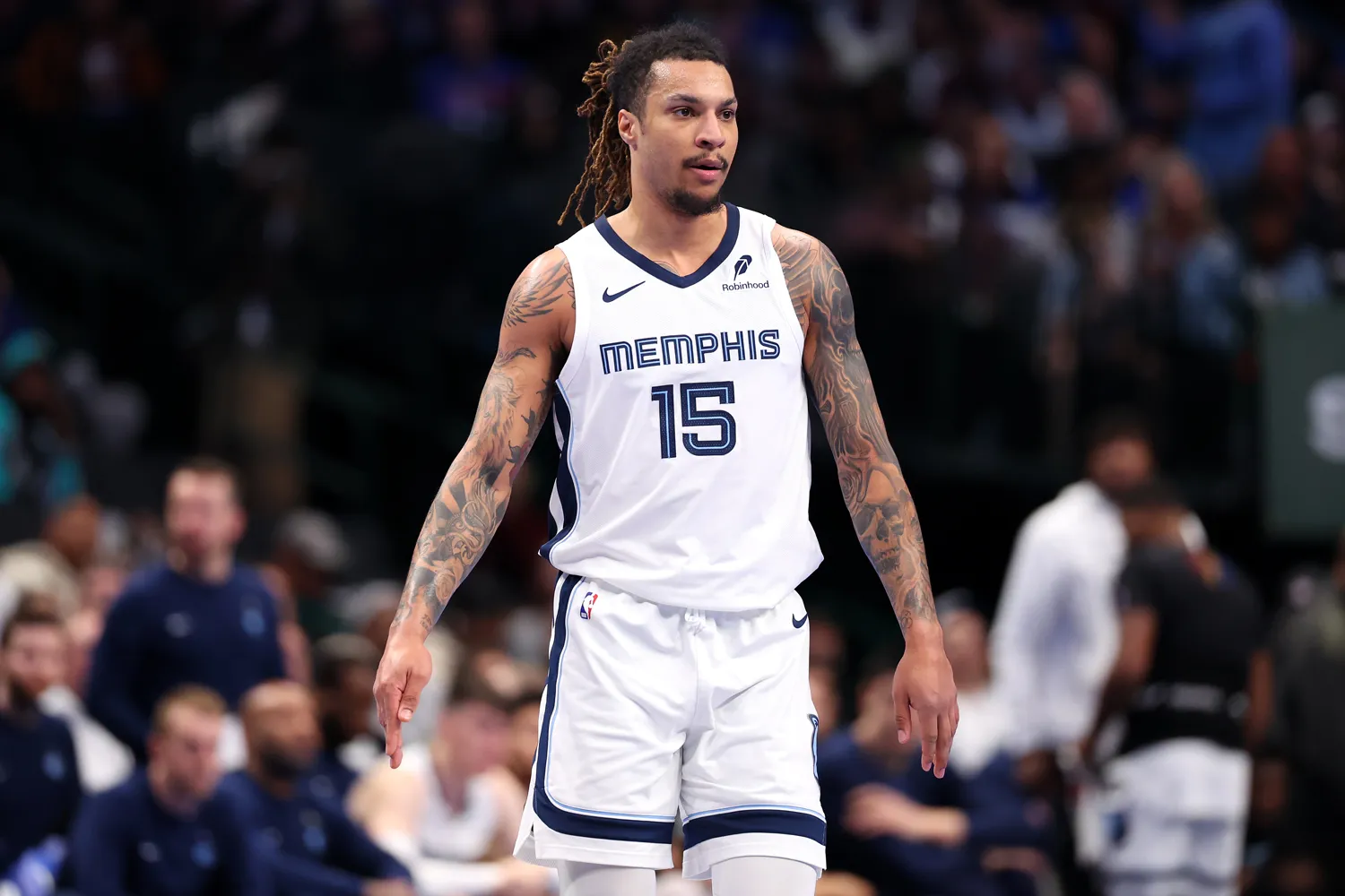 Brandon Clarke #15 of the Memphis Grizzlies on December 03, 2024 in Dallas, Texas. Sam Hodde/Getty