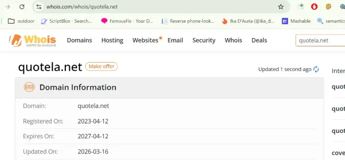 Quotela.net Whois Quotela.net Whois