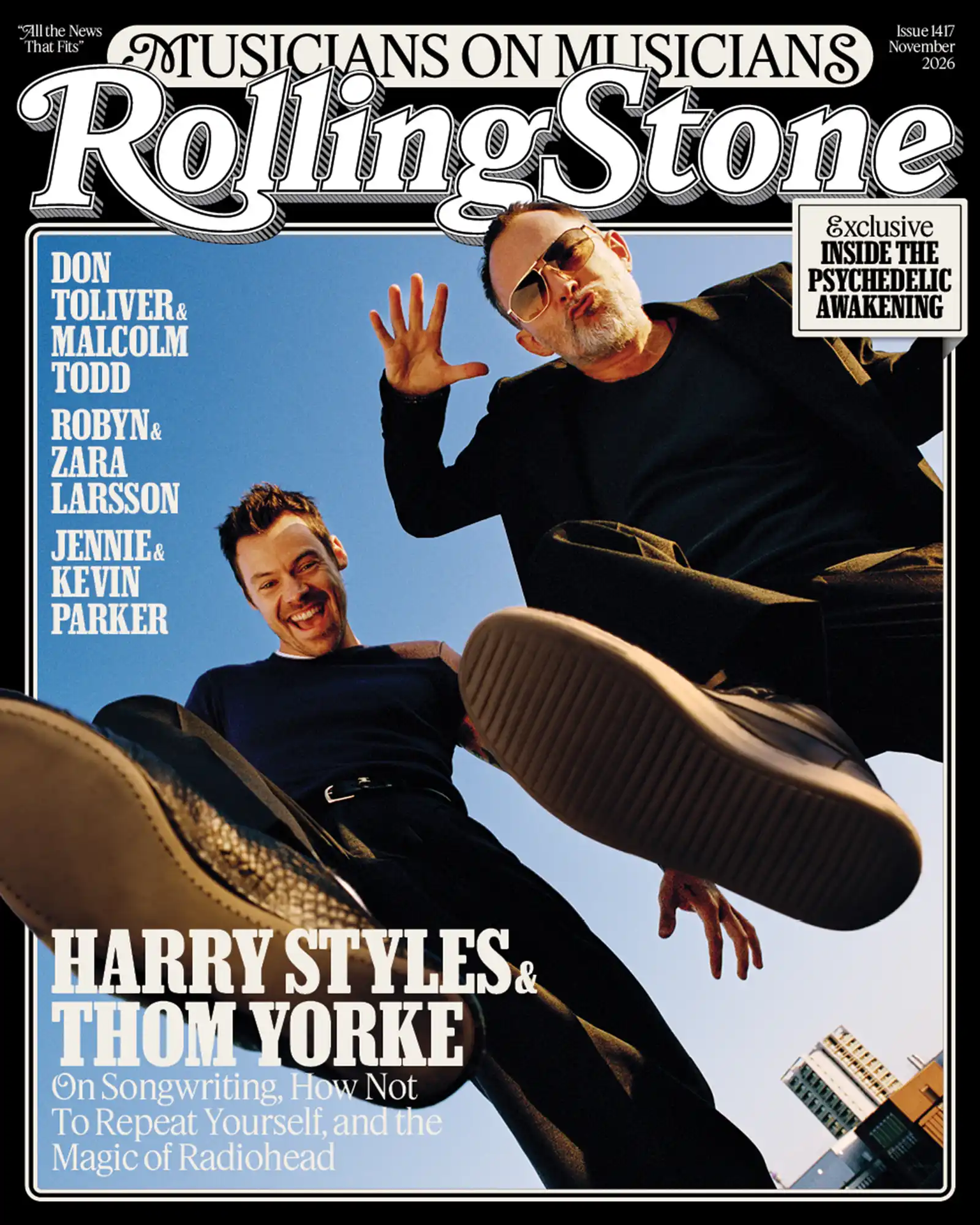 Harry Styles and Thom Yorke on the cover of ‘Rolling Stone’ in October 2026. Anthony Pham